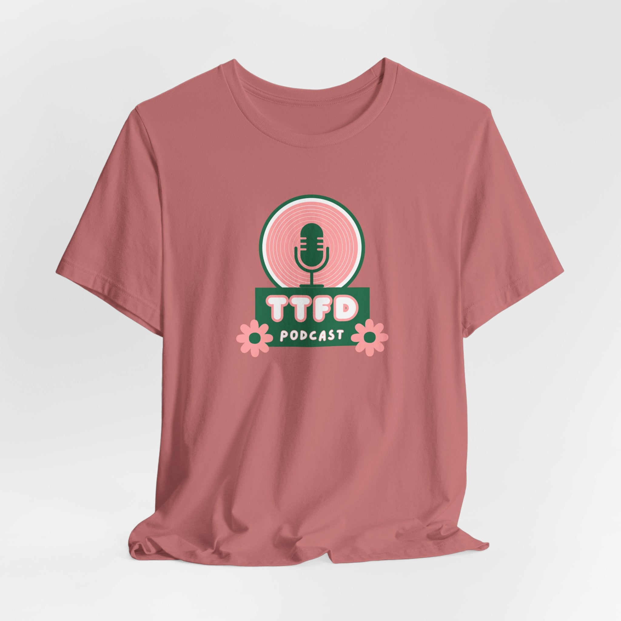 T‑Shirt — TTFD Podcast Logo Tee (Microphone & Flowers)