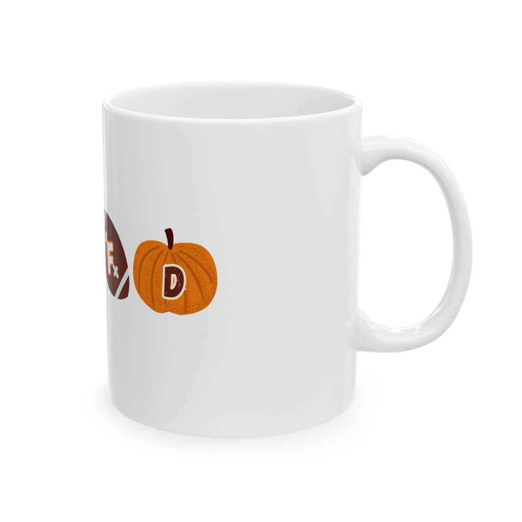 Fall Football Coffee Mug – Cute Pumpkin, Leaf & Cocoa Icons (11oz/15oz)