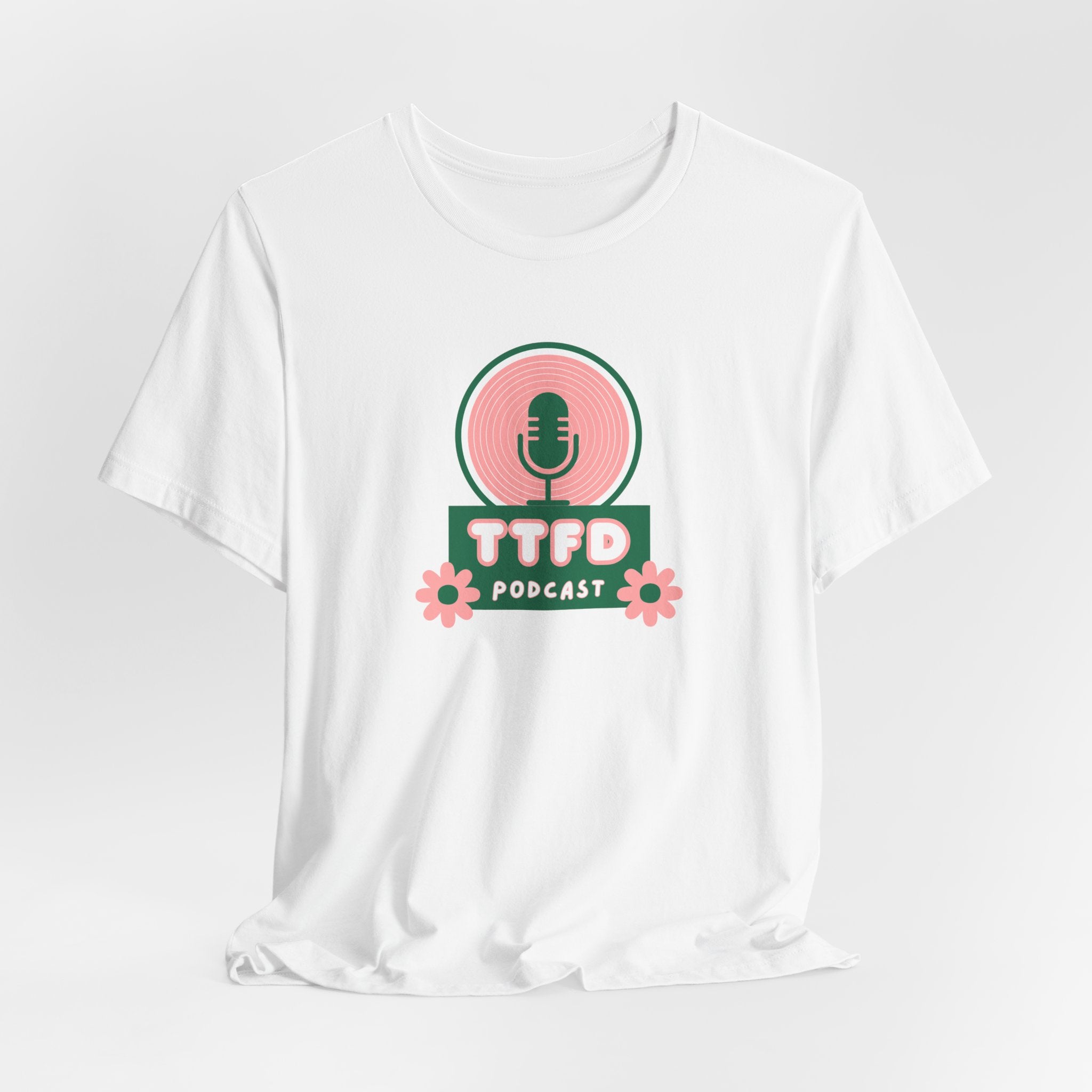 T‑Shirt — TTFD Podcast Logo Tee (Microphone & Flowers)