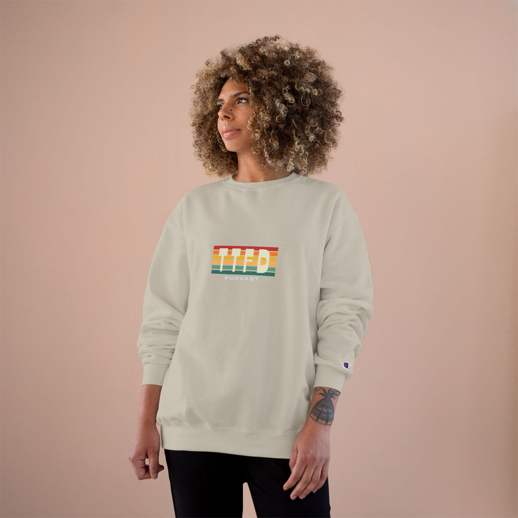 Champion Sweatshirt — Retro Stripes "WYD Podcast" Crewneck