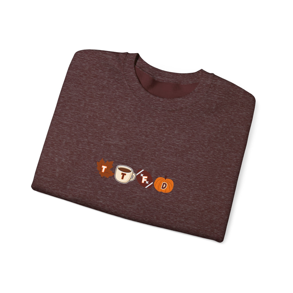 Fall Leaves & Pumpkins Crewneck Sweatshirt — Autumn Graphic Pullover