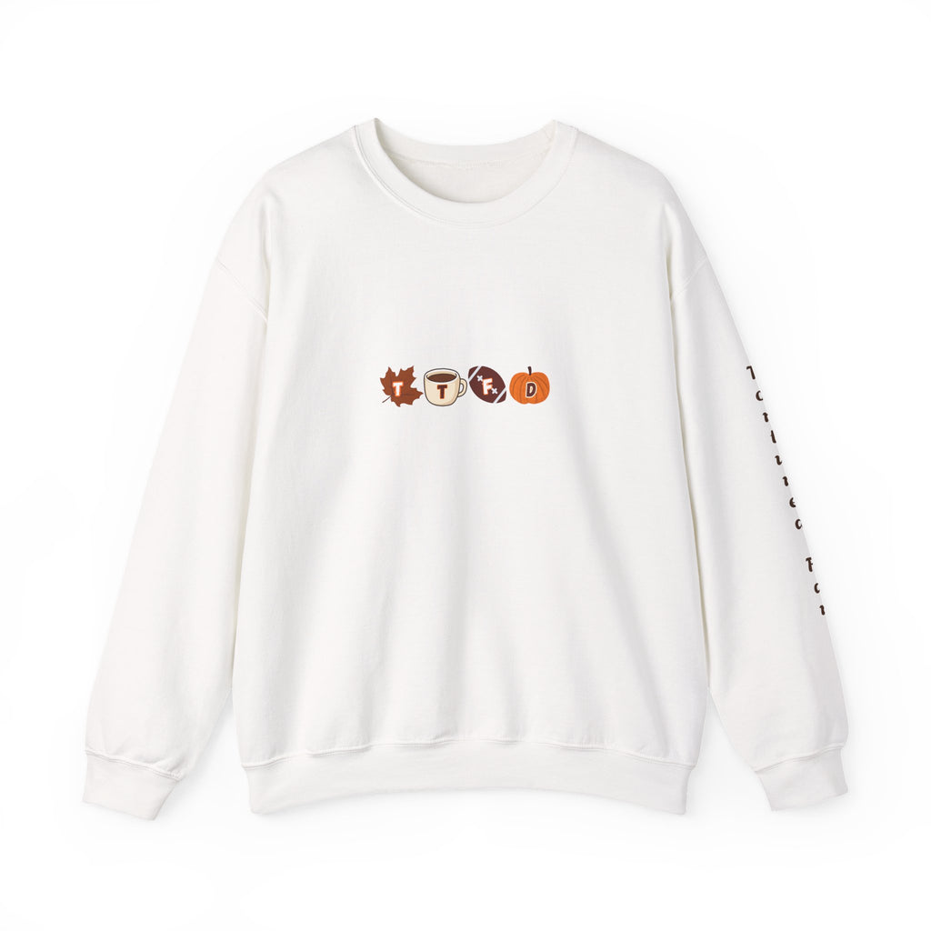 Fall Leaves & Pumpkins Crewneck Sweatshirt — Autumn Graphic Pullover