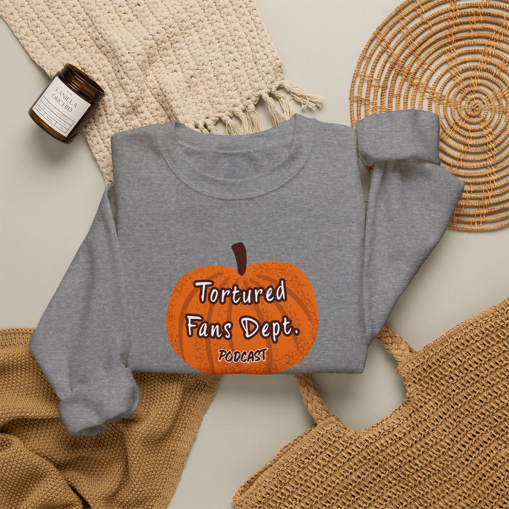 Crewneck Sweatshirt — Pumpkin "Tortured Fan" Halloween Graphic