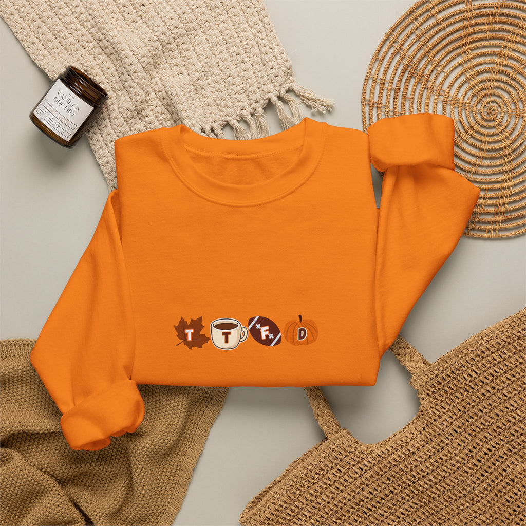 Fall Leaves & Pumpkins Crewneck Sweatshirt — Autumn Graphic Pullover