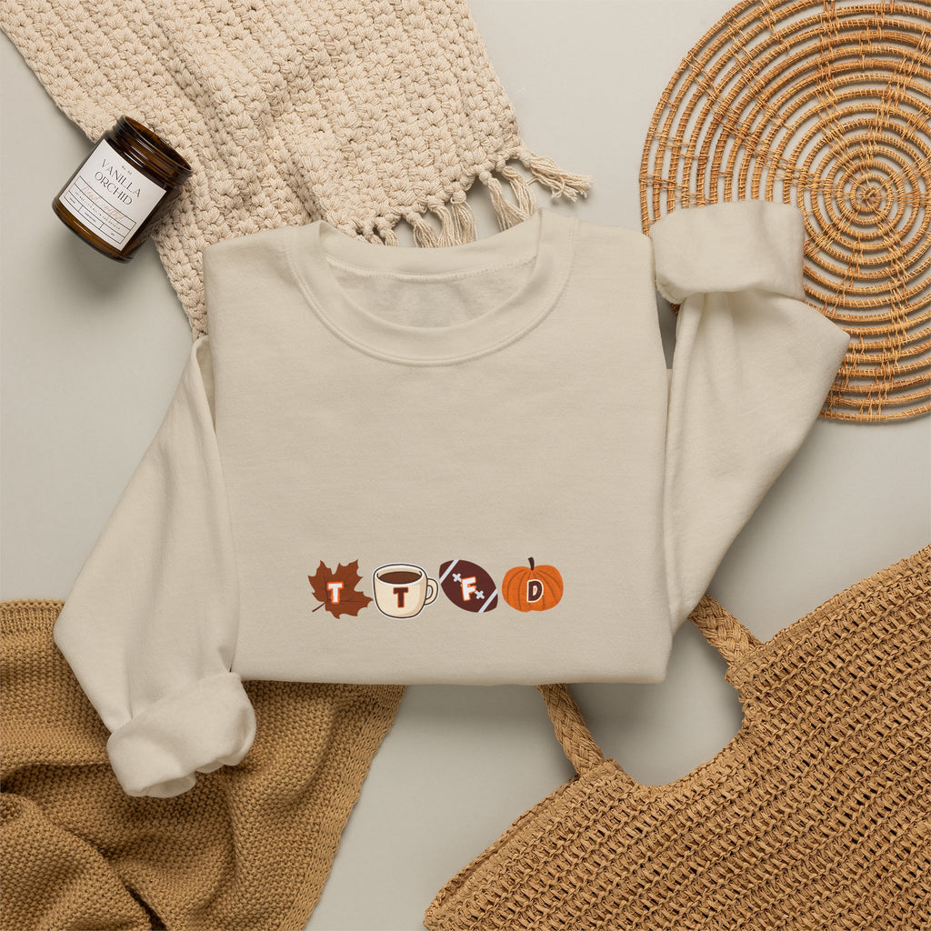 Fall Leaves & Pumpkins Crewneck Sweatshirt — Autumn Graphic Pullover